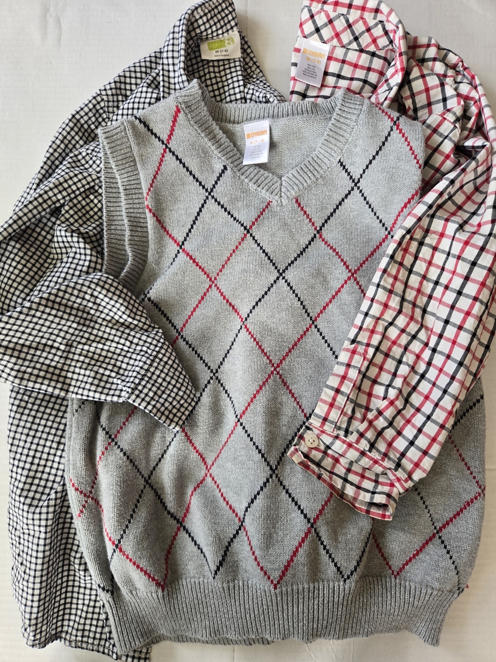 Gymboree Bundle! Gray Argyle Sweater Vest with Two Matching Button Down Shirts